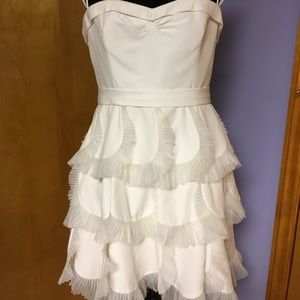 BCBG Maxazria White Dress with Ruffles